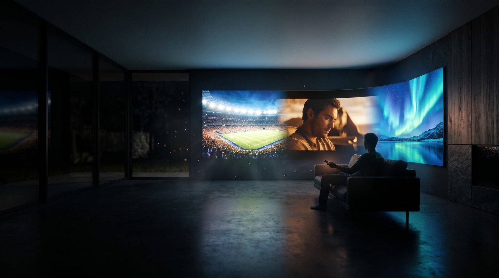 Senderliste eines IPTV Anbieter-Dienstes auf dem Fernseher im Wohnzimmer